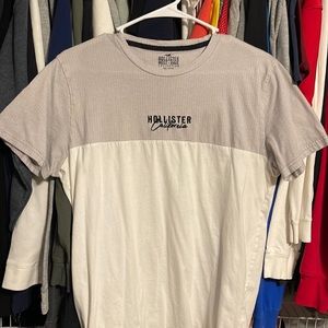 mens medium grey/white hollister shirt.